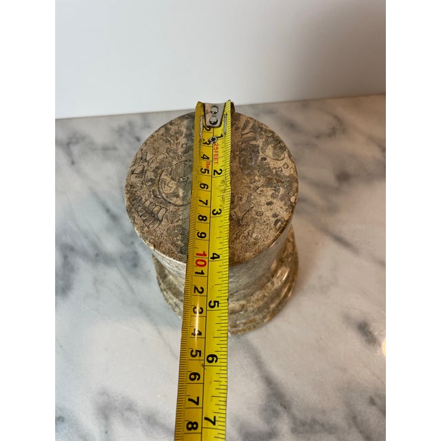 1980s Postmodern Fossil Stone Column Bookends Sculptural Natural Stone Pair For Sale - Image 10 of 11