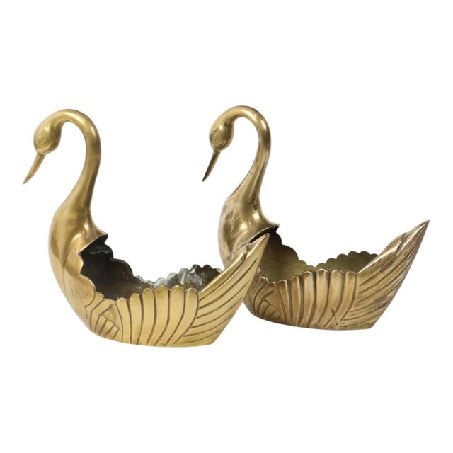 Vintage Swan Planters in Brass, Set of 2 For Sale - Image 9 of 15