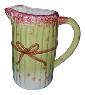 Pink and Green Ceramic Asparagus Pitcher