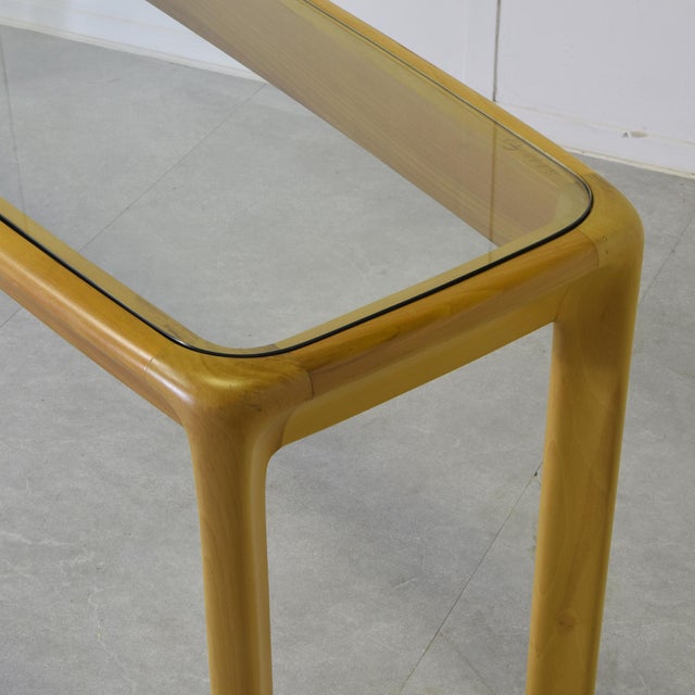 De Nos Console in Beech Wood with Smoked Glass Top by Angelo Mangiarotti for La Sorgente Del Mobile, 1970s For Sale - Image 9 of 11