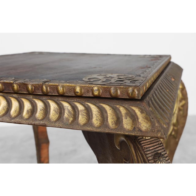 Arts & Crafts Side Table in Oak and Copper, 1890s For Sale - Image 6 of 12