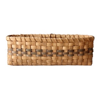 Vintage Splint Weave Rectangular Basket For Sale