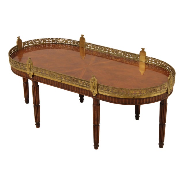 Vintage French Louis XVI Style Brass Gallery Coffee Cocktail Table For Sale