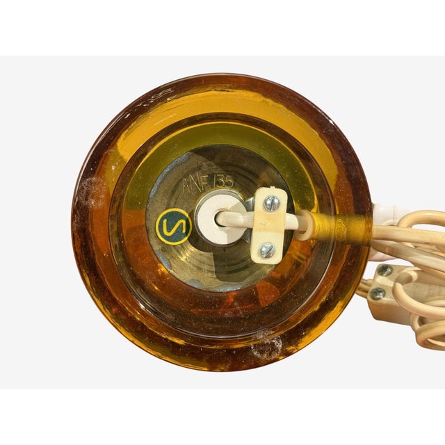 Brass Nybro Armaturfabrik, Table Lamps, Amber Glass, Brass, Sweden, 1970s For Sale - Image 8 of 8