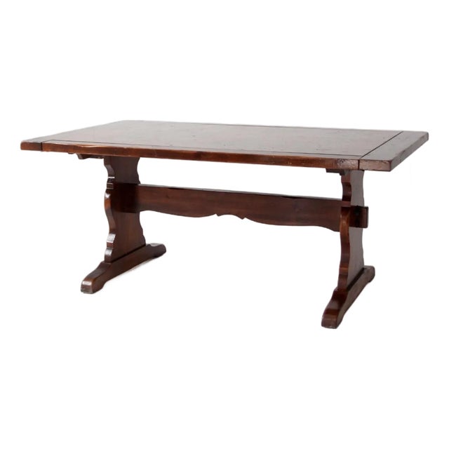 Vintage Spanish Style Trestle Dining Table For Sale