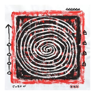 Whirlpool Whisper - Original Abstract Swirl Mixed Media Artwork on Paper by Gary John For Sale