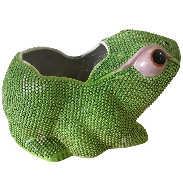 Antique Large Chinese Green Frog Planter/Cachepot For Sale - Image 10 of 12