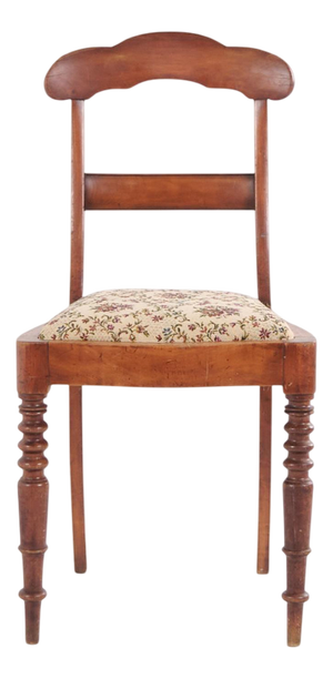 Late Empire Hall Chair in Mahogany and Floral Fabric, 19th Century
