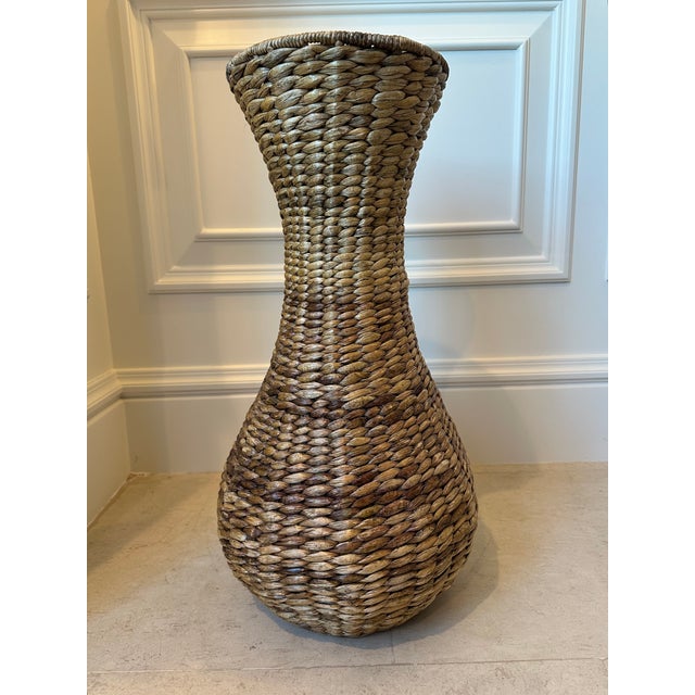Textile Vintage 22” Natural Woven Seagrass Vase For Sale - Image 7 of 13