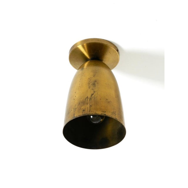 Gold Large Mid-Century Modern Brass Ceiling Lamp, 1950s For Sale - Image 8 of 16