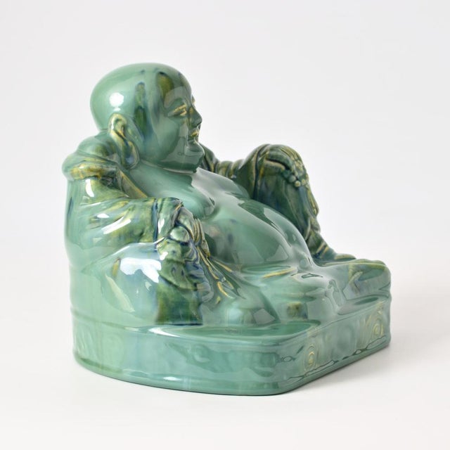 1930s Italian Green Glazed Buddha Figurine by Gio Ponti for Richard Ginori, 1930s For Sale - Image 5 of 12