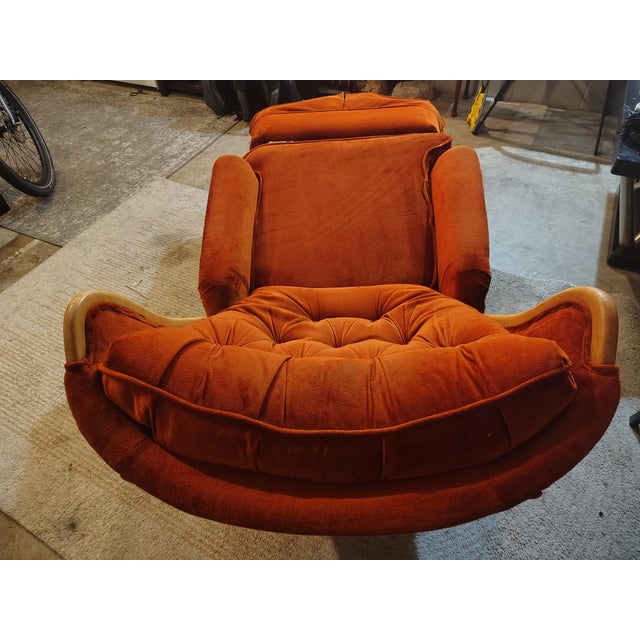 Wood Vintage Berkline Motion Rocker Wingback Recliner For Sale - Image 7 of 7