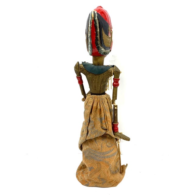 Asian Antique Vintage Javanese Rod Puppets on Display Stands—A Pair For Sale - Image 3 of 18