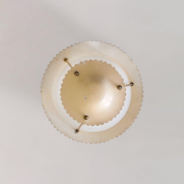 1950s Italian Tapered Ivory Lacquer + Starburst Glass Lantern Pendant For Sale - Image 10 of 11