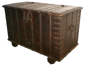 Antique Iron Bound Merchants Chest with Hidden Compartments, 1800