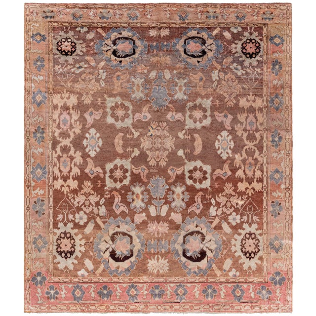 Vintage Turkish Oushak Rug with Floral Medallion Design Doris Leslie Blau For Sale