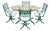 Vintage Hollywood Regency Faux Bamboo Lattice Metal Green Dining Set - 5 Pc Set For Sale