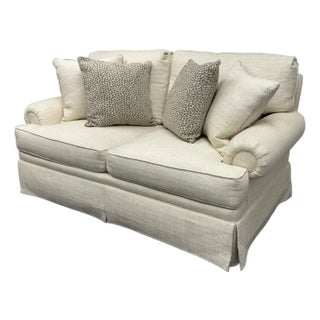 Stickley Furniture Loveseat With Leopard Throw Pillows For Sale