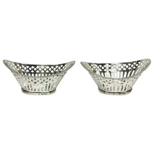 Metal Very Small Dutch Silver Bonbon Baskets, Set of 2 For Sale - Image 7 of 7