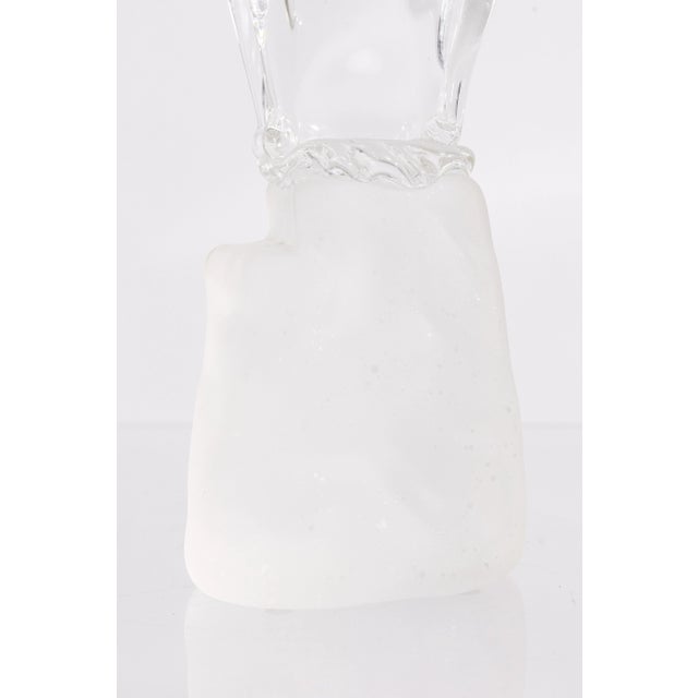 Mid Century Modern Signed Clear Art Glass Antelope Sculpture With Frosted Base For Sale In Detroit - Image 6 of 7