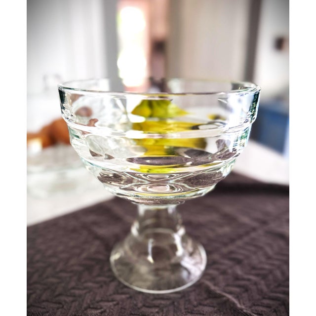 Late 20th Century Art Deco Clear Glass Trifle Pedestal Bowl For Sale - Image 4 of 9