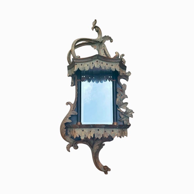 Rococo Early 2000s Chippendale Style Mirrored Wall Shelves - A Pair For Sale - Image 3 of 13