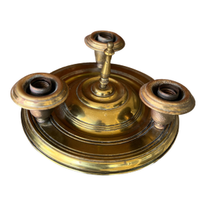 Vintage Brass 3-Arm Chandelier Base With Patina Finish 12" Diameter Intricate Design