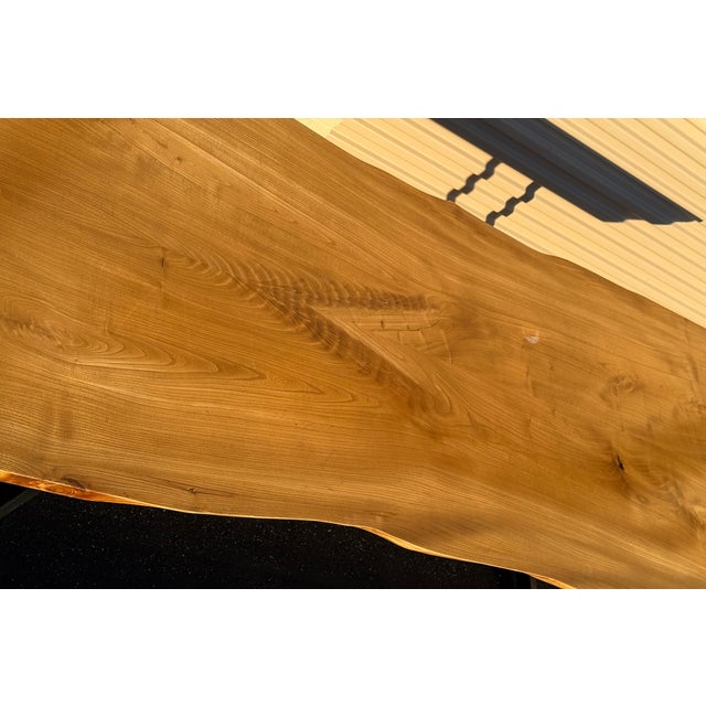 Metal Large Urban Hardwoods Solid Wood Live Edge Dining / Conference Table With Steel Base For Sale - Image 7 of 18