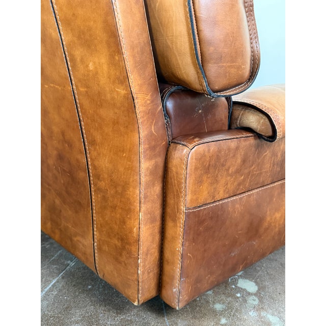 Vintage 1970's Attributed to Roche Bobois Leather Lounge Chair With Ottoman Attributed For Sale - Image 16 of 16