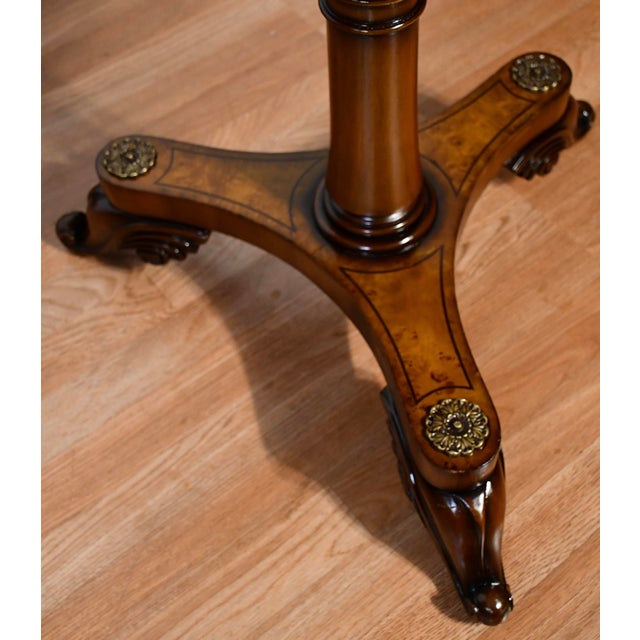 Pair of 1930s English Regency Style Burl Maple Accent Tables Side Tables For Sale - Image 14 of 16