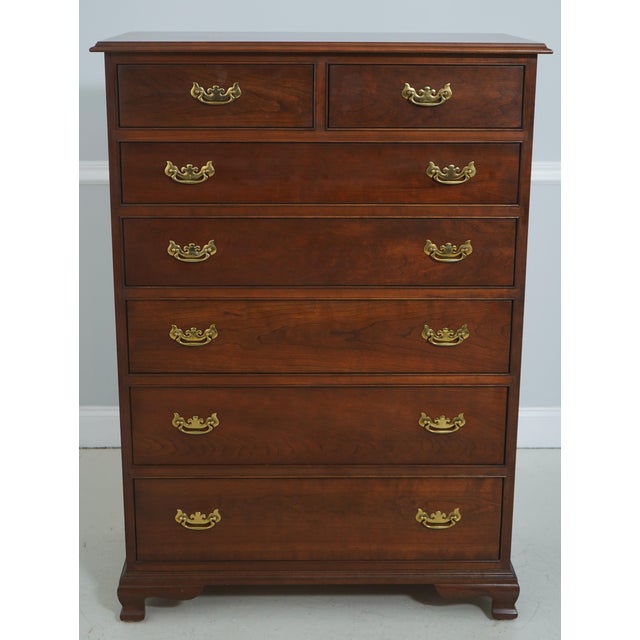 Age: C.1986 Details: Solid Cherry Bracket Feet High Quality Construction Solid Brass Hardware Condition: Excellent...