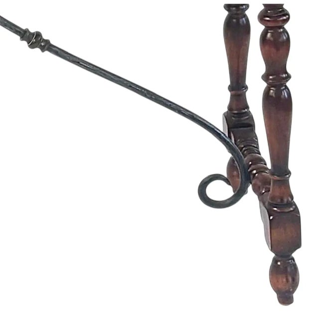 Spanish 60" Console Table With Scrolling Iron Stretcher and Vasiform Legs - Early 20th Century For Sale - Image 4 of 5