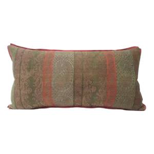 19th Century Antique Woven Red Kashmir Paisley Bolster Decorative Pillow