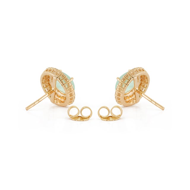 1.93cts Double Halo Diamond Set Paraiba Tourmaline Earrings in 14k Gold- A Pair For Sale - Image 9 of 16