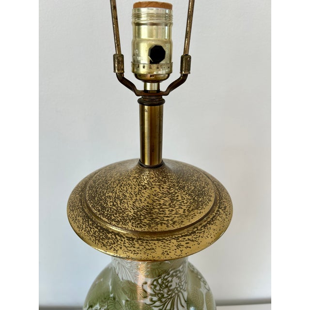 Mid 20th Century Vintage Tall Japanese Kutani Porcelain Vase Table Lamp For Sale - Image 5 of 6