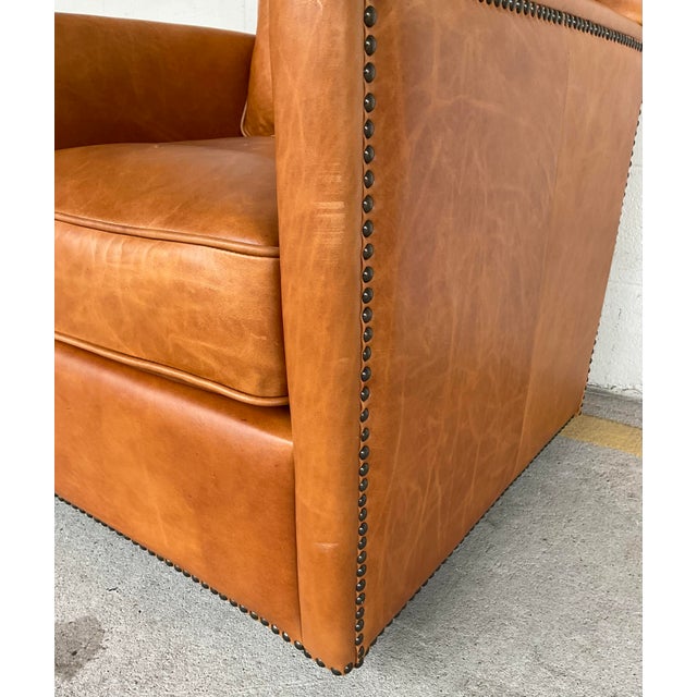 Revelation Modern Rust Brown Leather Roosevelt Swivel Chair For Sale In Atlanta - Image 6 of 6