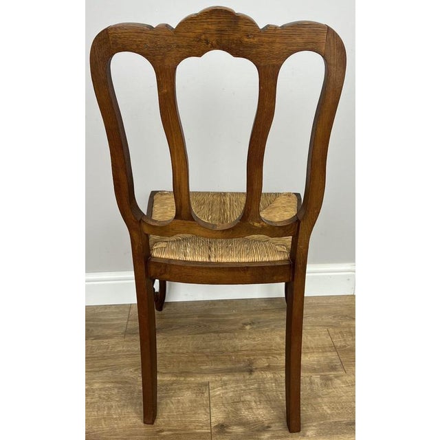 Vintage French Dining Chairs in Oak with Rush Seats, Set of 6 For Sale - Image 16 of 17