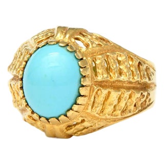 18KY Dyed Quartz Ring, size 6.5 For Sale