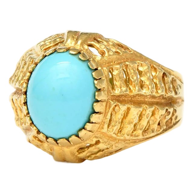 18KY Dyed Quartz Ring, size 6.5 For Sale