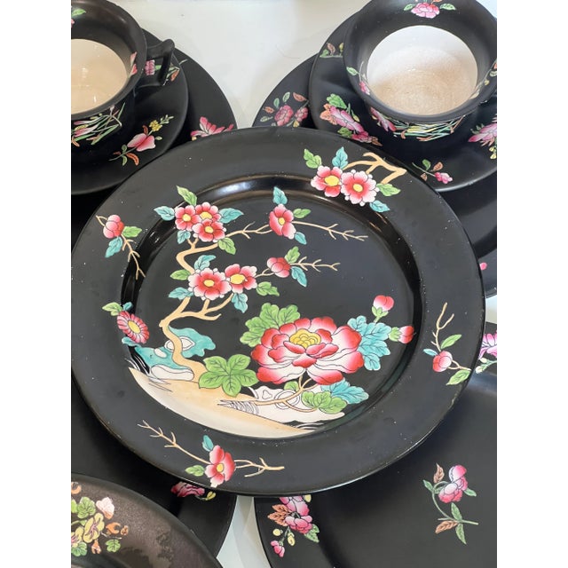Black Mason's Ironstone Black Chinoiserie Set 17 Pieces For Sale - Image 8 of 13
