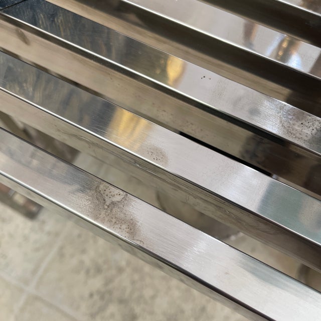 Late 20th Century Modern Chrome Metal Console Table For Sale - Image 5 of 9