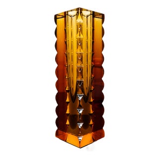 Amber Art Glass Vase by Oldřich Lipský for Exbor, Czechoslovakia, 1960s For Sale