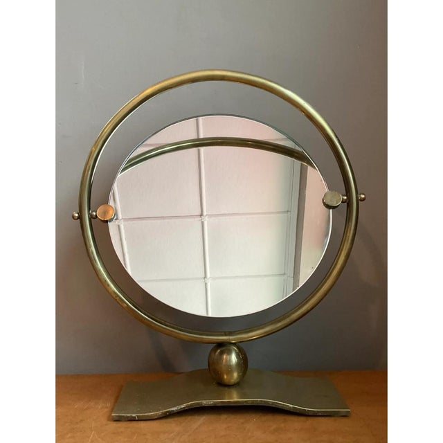 Vintage Brass Round Vanity Mirror For Sale - Image 10 of 12