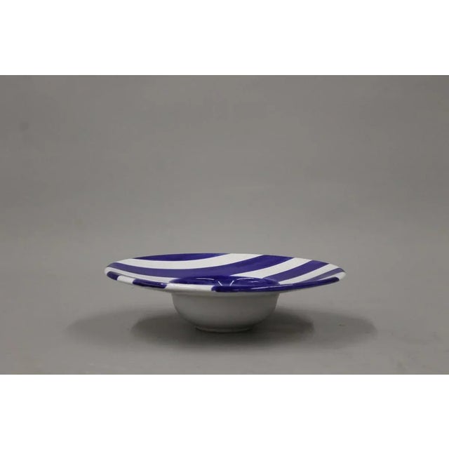 1970s Blue and White Striped Ceramic Bowl from Solimene For Sale - Image 5 of 8