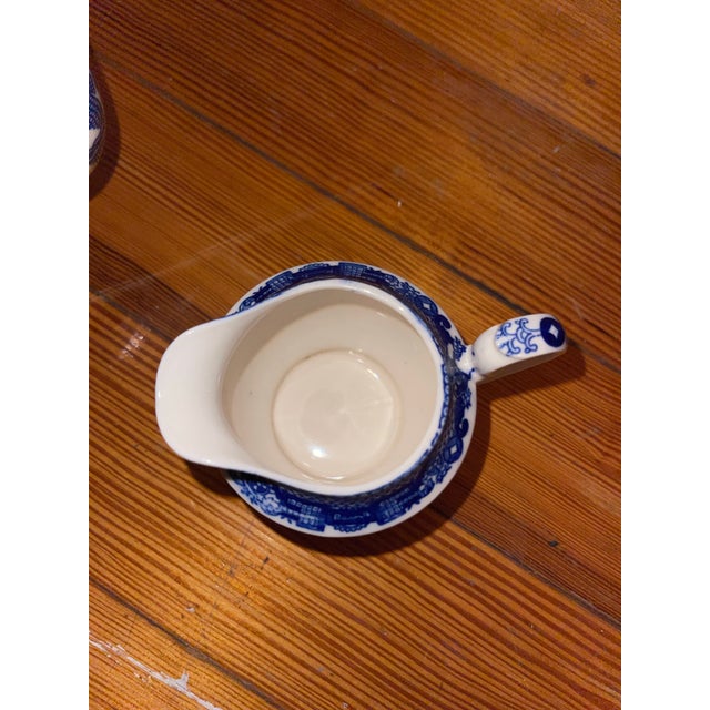 Off-white Early 20th Century Blue Willow Japan Coffee Pot, Creamer Jug and Sugar Set- 3 Pieces For Sale - Image 8 of 10