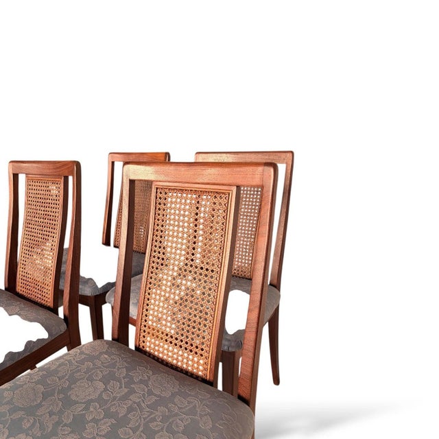 Wood Mid-Century Teak Dining Chairs with Cane Back Seats, 1960s, Set of 4 For Sale - Image 7 of 9