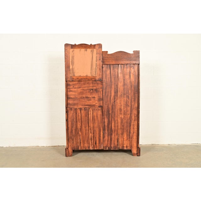Antique Victorian Oak Side-by-Side Bookcase With Drop Front Secretary Desk, Circa 1900 For Sale - Image 13 of 14
