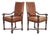 Pair of Louis XIII Baroque Style Mahogany Leather Armchairs For Sale