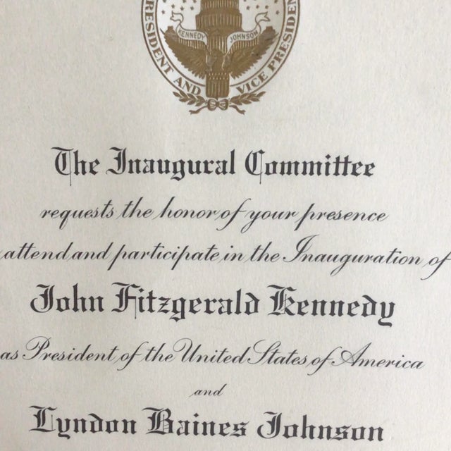John F. Kennedy President and Lyndon B. Johnson Vice President of the United States Framed Invitation to the Inauguration For Sale - Image 9 of 10