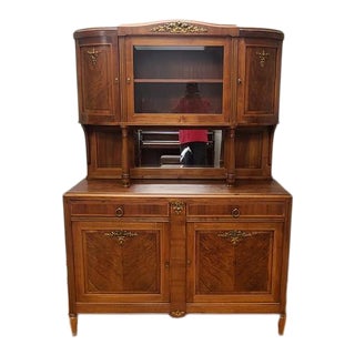 Vintage Walnut French Buffet Hunt Board Cupboard Cabinet C1930 For Sale